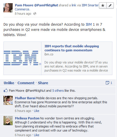 ibm smarter commerce Facebook status update