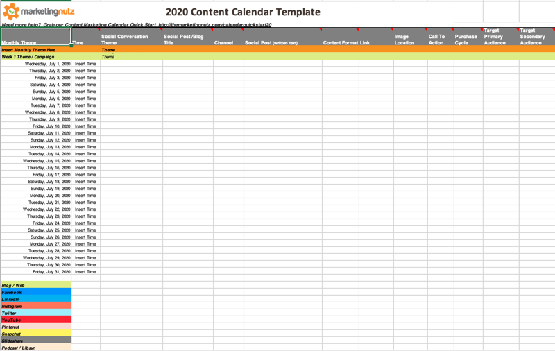 Content Marketing Calendar Template from www.pammarketingnut.com